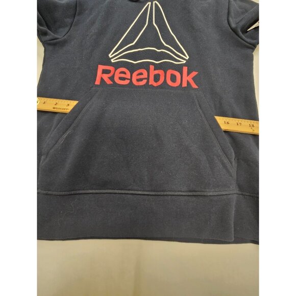 Reebok Hoodie Mens Pullover With Kangaroo Pocket & Logo Navy Blue Size small - Picture 5 of 5